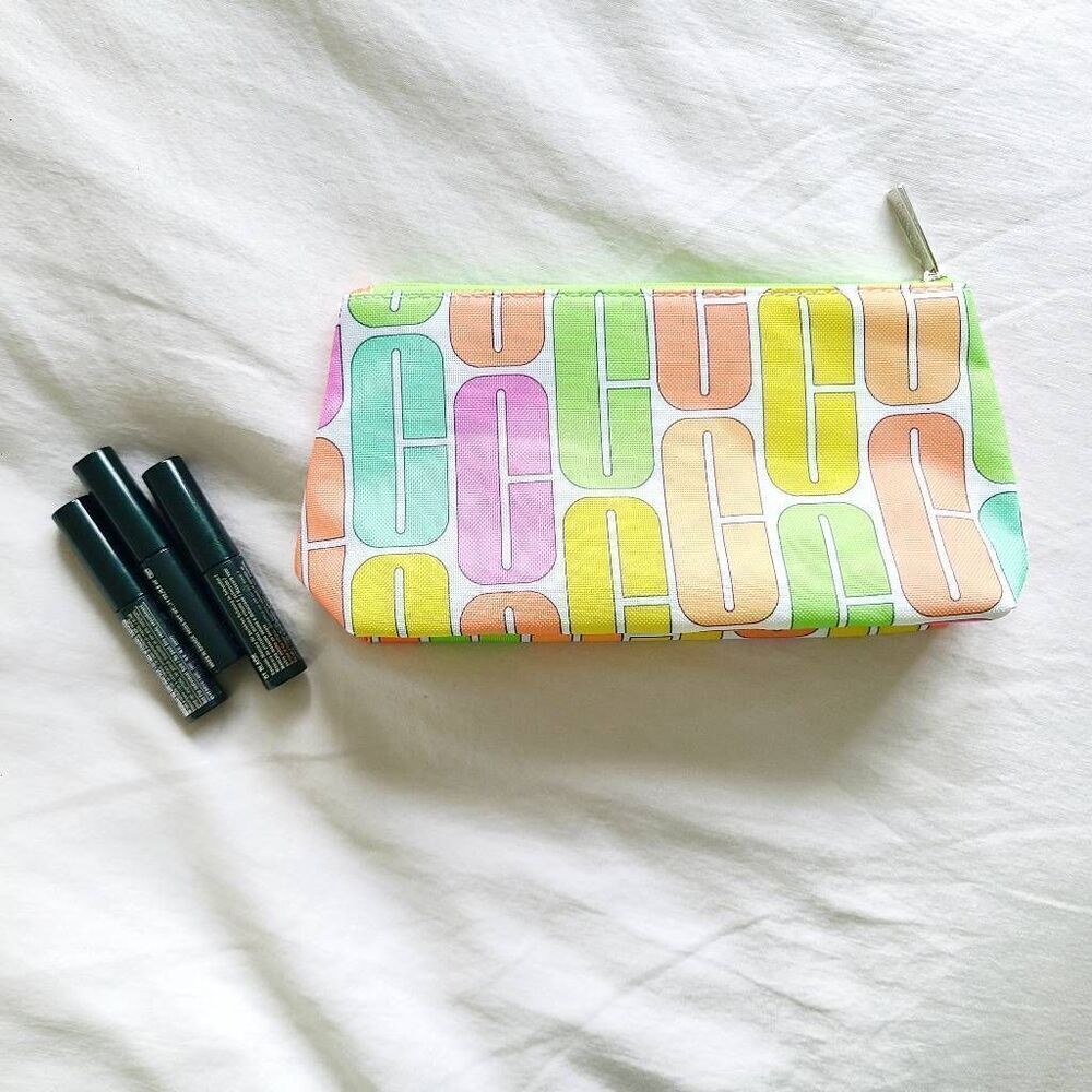 Clinique Makeup Bag and 3 Sample Black Mascara Womens Multicolor Travel Cosmetic